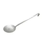 Winco SCS-6H 6 1/4" Diameter Round x 16" Handle Heavy-Duty Stainless Steel Perforated Skimmer 1 image
