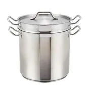 Winco SSDB-8 Stainless Steel Double Boiler w/ 8 Qt. Capacity - 9-1/2" dia. x 7-1/2"H 1 image