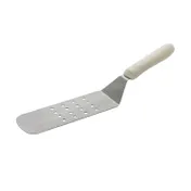 Winco TWP-91 8 1/4" x 2 7/8" Perforated Turner w/ White Polypropylene Handle, Stainless Steel 1 image