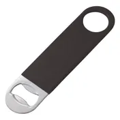 Winco CO-301PK Black Flat Bottle Opener, 7"L 1 image