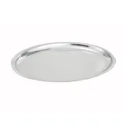 Winco SIZ-11 11" Stainless Steel Oval Sizzle Platter, Oven Safe 1 image