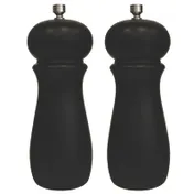 Winco SP-624 Pepper Mill Set, 2-1/4" Dia x 6" H, Rubberwood, Black Matte, Includes Knobs 1 image