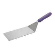 Winco TWP-42P 8" x 4" Allergen Free Purple Handle Stainless Steel Offset Turner 1 image