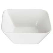 Winco WDP008-104 1.5 Qt (48 oz) Square Porcelain Bowl, 7-5/8" White Laurels Finish - 12/Case 1 image