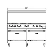 Dukers Appliance Co DCR60-6B24GM 60" Gas Restaurant Range, 6 Open Burners, 24" Griddle, (2) Standard Ovens, 324.000 BTU  6 image