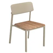 emuamericas E247T Shine Stacking Side Chair, Outdoor/Indoor, Teak Seat, Aluminum Frame, Powder Coat Finish 1 image