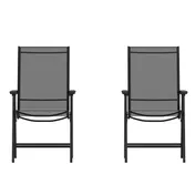 Flash Furniture 2-TLH-SC-044-BKBK-GG Paladin Folding Chair, 352 lb, Black, Textilene Fabric Seat & Back, Steel Frame, Set of 2 1 image