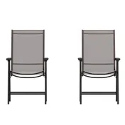Flash Furniture 2-TLH-SC-044-BR-GG Paladin Folding Chair, 352 lb, Textilene Fabric, Brown, Set of 2 1 image