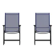 Flash Furniture 2-TLH-SC-044-NV-GG Paladin Folding Chair, Navy, 352 lb, Textilene Fabric, Steel Frame, Set of 2 1 image