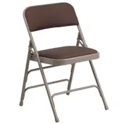 Flash Furniture AW-MC309AF-BRN-GG Hercules Series Folding Chair, Black Patterned Fabric, Curved, Triple Braced, Double Hinged, Metal 1 image