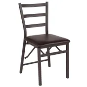 Flash Furniture CY-180841-GG Hercules Series Folding Chair, Ladder Back, Upholstered Vinyl, Brown, 2-Pack Minimum 1 image