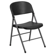 Flash Furniture DAD-YCD-50-GG Hercules Series Folding Chair, 330 lb. black plastic seat & back, charcoal frame 1 image