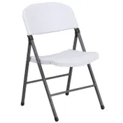 Flash Furniture DAD-YCD-50-WH-GG Hercules Series Folding Chair, 330 lb. White Plastic Seat & Back, Charcoal Frame 1 image