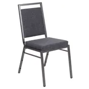 Flash Furniture FD-LUX-SIL-DKGY-GG Hercules Series Stacking Chair, 600 lb. Dark Gray Vinyl Upholstered, Silver Vein Metal Frame 1 image