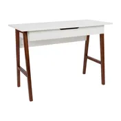 Flash Furniture GC-MBLK60-WH-WAL-GG Computer Desk, White Laminate Top, Walnut Finish A-Frame Base, Divided Storage Drawer 1 image
