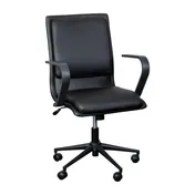 Flash Furniture GO-21111B-BK-BK-GG James Mid-Back Office Chair, 18-21.75" Adjustable Seat Height, 300 lb, LeatherSoft Upholstery, Black 1 image