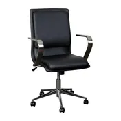 Flash Furniture GO-21111B-BK-CHR-GG James Office Chair, 18-21.75" Adjustable Seat Height, 300 lb, Mid-Back, LeatherSoft Upholstery, Chrome Arms 1 image