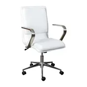 Flash Furniture GO-21111B-WH-CHR-GG James Office Chair, 18-21.75" Adjustable Seat Height, 300 lb, LeatherSoft Upholstery, Chrome Arms 1 image