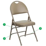 Flash Furniture HA-MC705AV-3-BGE-GG Hercules Series Extra Large Folding Chair, 300 lb, Beige Vinyl, 18 Gauge Steel 1 image