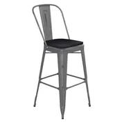 Flash Furniture XU-DG-TP001B-30-PL1B-GG Lincoln Bar Stool 30" Seat 500 lb Slat Back Powder Coated Steel Black 1 image