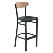 Flash Furniture XU-DG6V6GNV-NAT-GG Wright Bar Stool - 500 lb., Green Vinyl Seat, Boomerang Back, Steel Frame 1 image