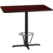 Flash Furniture XU-MAHTB-3048-T2230B-3CFR-GG 48" Rectangular Bar Height Table, Mahogany Laminate, Black PVC T-Mold Edge, 43-1/8"H 1 image