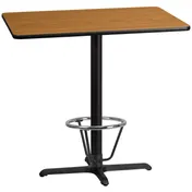 Flash Furniture XU-NATTB-3042-T2230B-3CFR-GG Rectangular Bar Height Table, 42x30, Natural Laminate, Black PVC T-Mold Edge 1 image