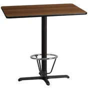 Flash Furniture XU-WALTB-3042-T2230B-3CFR-GG 42x30 Rectangular Bar Height Table, Walnut Laminate, Black PVC T-Mold Edge, MDF Core 1 image