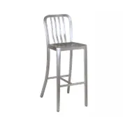 Emuamericas AB1205 Anna Aluminum Barstool, Slatted Metal Back, Saddle Seat, Brushed Finish, Footrest 1 image