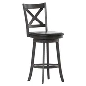Flash Furniture ES-UN1-29-GY-GG Felicity Gray Swivel Barstool, Crossback, Padded LeatherSoft, 300 lb, Wood Frame, Gray Wash Walnut 1 image
