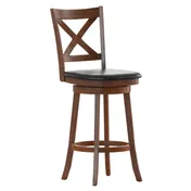 Flash Furniture ES-UN1-29-OAK-GG Felicity Swivel Barstool, 300 lb, Antique Oak, LeatherSoft Seat, Crossback 1 image