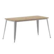Flash Furniture JJ-T146120-BRSL-GG - 60" W x 30" D x 30" H Table 500 lbs, Brown Frame Resin Top, Umbrella Hole 1 image