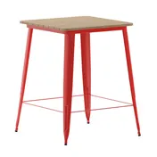 Flash Furniture JJ-T14619H-80-BRRD-GG Table, 31.5" W x 31.5" D x 42" H, 300 lbs, Brown/Red Top, Steel Frame 1 image