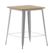 Flash Furniture JJ-T14619H-80-BRSL-GG Table, 31.5" W x 31.5" D x 42" H, 300 lbs, Brown/Silver Top, Steel Frame 1 image