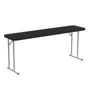 Flash Furniture RB-1872-BK-GG Training Folding Table, 72"W x 18"D x 29"H, Black Plastic Top, Gray Metal Legs, 220 lbs, Rectangular, Indoor/Outdoor 1 image