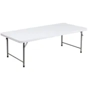 Flash Furniture RB-3060-KID-GG Kid's Folding Table, 60"W x 29"D x 19"H, Granite White Plastic Top, Gray Metal Legs, 260 lbs 1 image