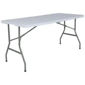 Flash Furniture RB-3060FH-RES-GG Folding Table, Bi-Fold, 59x27 Inches, 400 lb, Granite White Plastic Top, Metal Frame 1 image