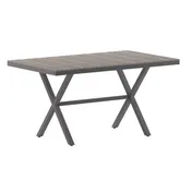 Flash Furniture SB-TB288-GRY-GG Outdoor Dining Table, 59" x 35-1/2" Gray, Faux Teak Slats, Steel Base, 30" H 1 image
