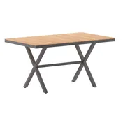 Flash Furniture SB-TB288-NAT-GG X-Frame Dining Table, 59" x 35-1/2" 30" H, Faux Teak Slats, Natural Finish 1 image