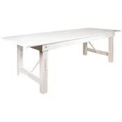 Flash Furniture XA-F-108X40-WH-GG Hercules Series Folding Rustic Farm Table, 108"W x 40"D x 30"H, 7/8" Thick Solid Pine Plank Top, Antique White 1 image