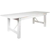 Flash Furniture XA-F-96X40-WH-GG Hercules Series Folding Rustic Farm Table, 96"W x 40"D x 29-1/2"H, White Solid Pine, Seats 8 Adults 1 image