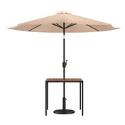 Flash Furniture XU-DG-UH8100-UB19BTN-GG Table Set, 35" Square Teak Top, 30" H Frame, Umbrella & Base Included 1 image