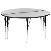 Flash Furniture XU-GRP-A60-HCIRC-GY-T-A-GG 60" Gray Laminate Table, Height 21-1/4"-30-1/4", B/C Legs, Glides 1 image