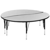 Flash Furniture XU-GRP-A60-HCIRC-GY-T-P-GG Activity Table, 60" Round Top, 16-1/4"-25-1/4" Height, Glides 1 image