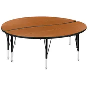 Flash Furniture XU-GRP-A60-HCIRC-OAK-T-P-GG Table Set, 60″ Laminate Top, 16-1/4″-25-1/4″, Black & Chrome Legs 1 image