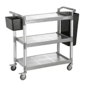 CACChina BTUC-19GY 3-Tier Utility Cart 40-1/8"L x 19-3/4"W x 37-3/4"H 400 lbs Polypropylene Black BPA-Free 1 image