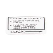 Alfa International H-239 Instruction Label for Hobart 2000 Series Slicers, Model 00-437239 1 image
