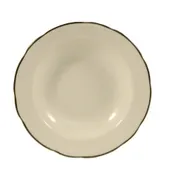 CAC China SC-3B Seville Soup Plate - 9" Dia, 10 oz., Round, Stoneware, Black Band/White - 1 Dozen 1 image