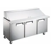 Drago America DRSP72-27M 70" 3-Door Mega Top Sandwich Prep Table, 27 Pans, 16 cu. ft., Stainless Steel 1 image