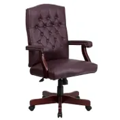 Flash Furniture 801L-LF0019-BY-LEA-GG Upholstered, Burgundy Leather, 43-47″ Height, 250 lb, Padded Arms, Casters 1 image